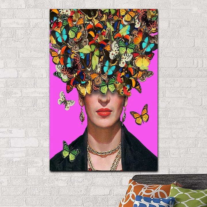 VibeCore Frida Kahlo Canvas Prints Option G: Butterflies on her head