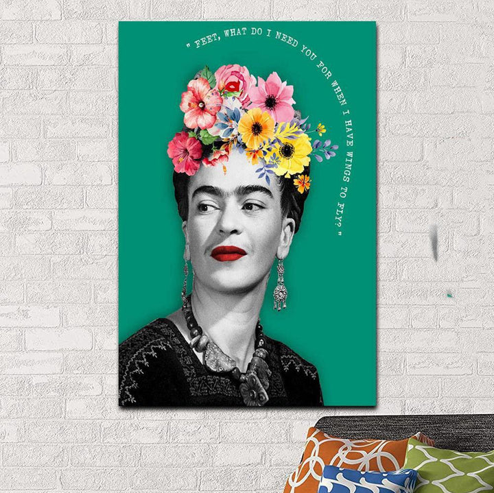 VibeCore Frida Kahlo Canvas Prints Option Q: Feet, what do I need you for when I have wings to fly?