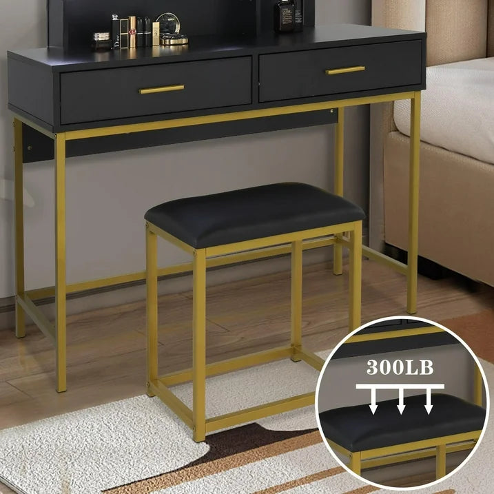 VibeCore GAIA Hollywood Lights Makeup Vanity + Stool Stool Close Up