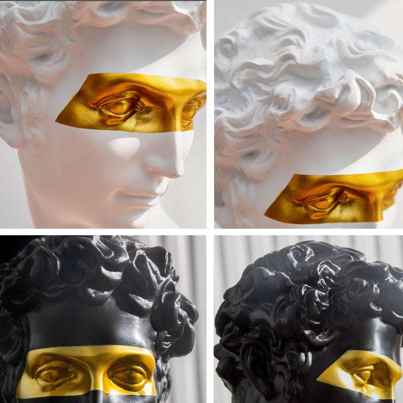 VibeCore Gold-Eye David Sculpture, crafted from durable resin, featuring a modern gold-eye twist with classic European style. Perfect for adding sophistication to any space, this high-quality sculpture is built to last and adds an artistic touch to your decor.