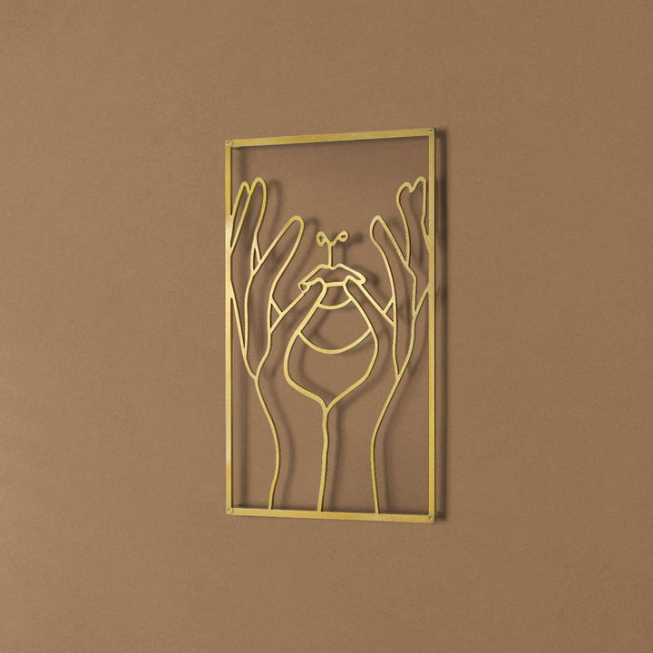 Gold female line art wall decor side view – metallic gold acrylic silhouette wall art for modern bedroom, dorm room, or office – VibeCore minimalist aesthetic decor