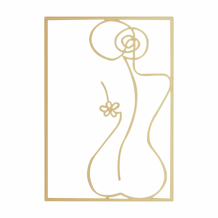 Gold female line art wall decor of woman's back – metallic gold acrylic silhouette wall art for modern bedroom, dorm room, or office – VibeCore minimalist aesthetic decor