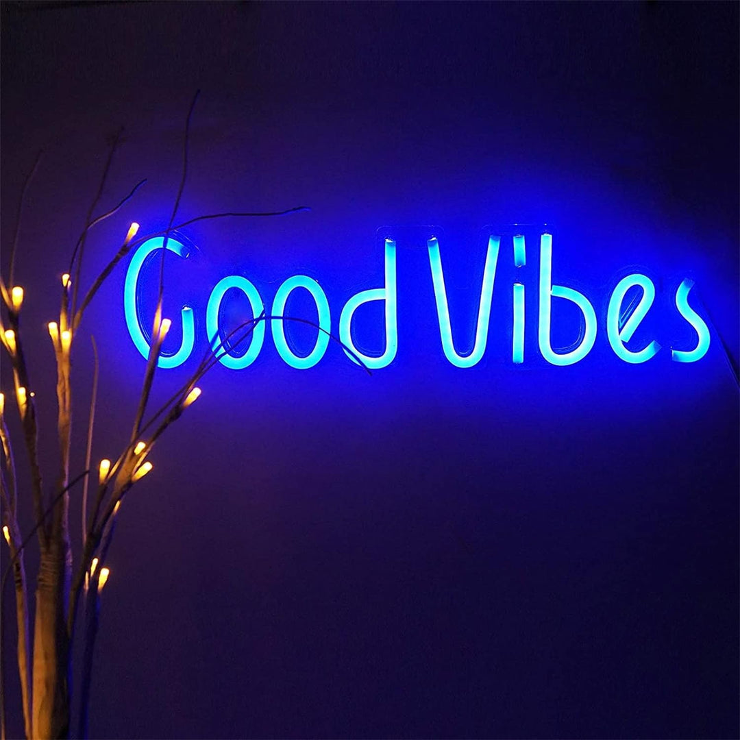 VibeCore Good Vibes Neon Light Blue On Wall