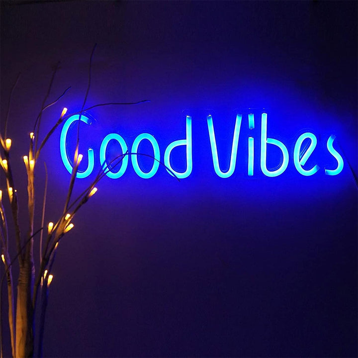 VibeCore Good Vibes Neon Light Blue On Wall