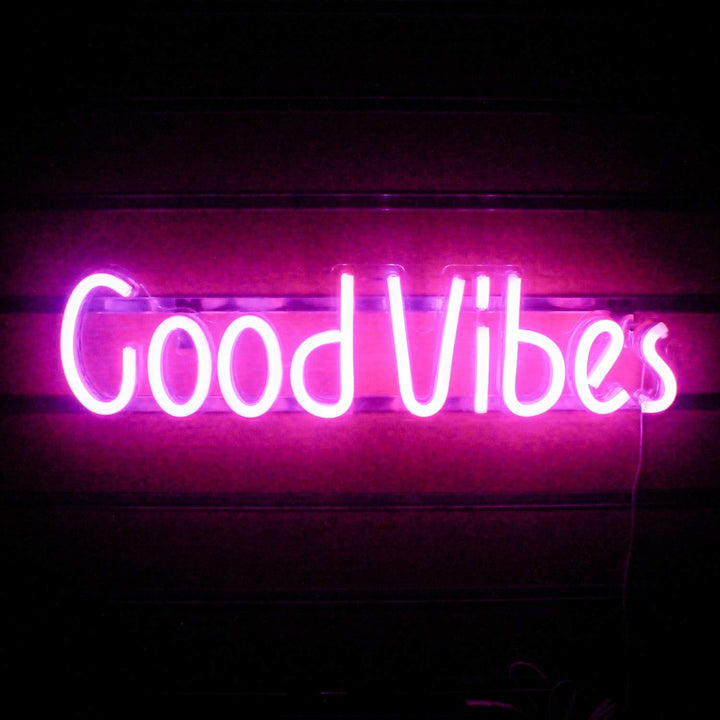 VibeCore Good Vibes Neon Light Pink On Wall