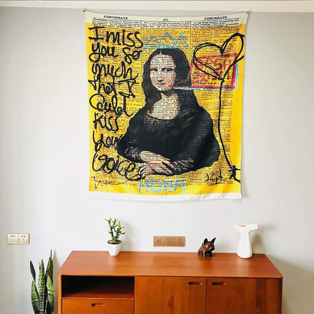 VibeCore Graffiti Mona Lisa Tapestry Hanging
