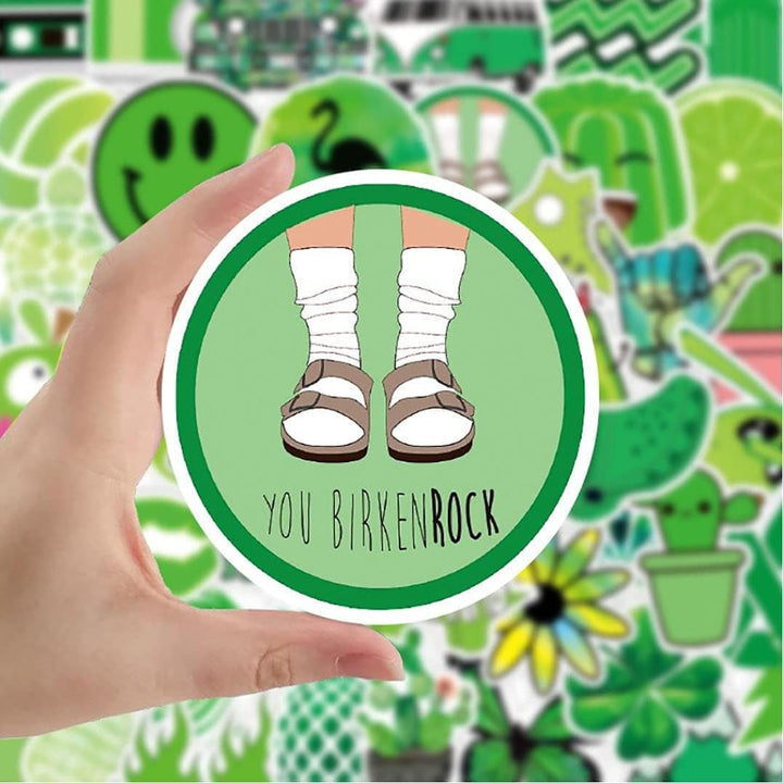 VibeCore Green Dream Sticker featuring a 'You Birkenrock' design, showcasing nature-inspired graphics with earthy tones, perfect for personalizing water bottles, notebooks, or phone cases.