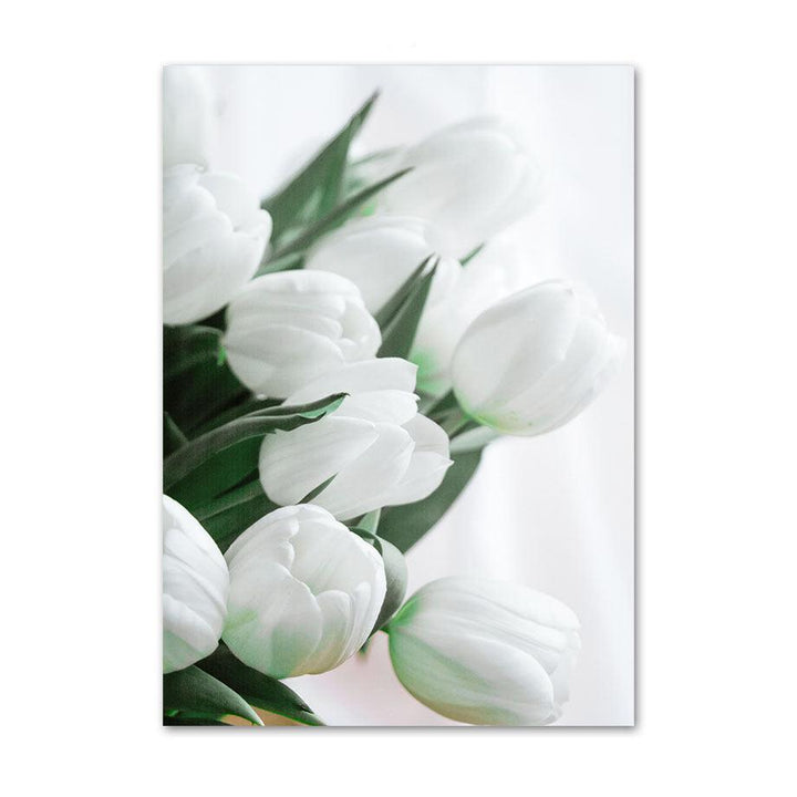 VibeCore Greenery Canvas Prints Option C: Close up of white roses