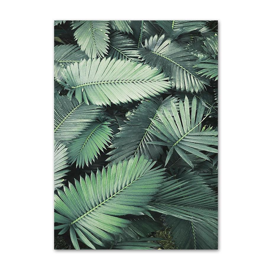 VibeCore Greenery Canvas Prints Option D: Aerial views of tropical leaves