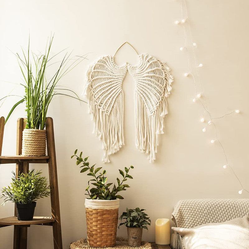 VibeCore Handmade Angel Wings Macrame On Bedroom Wall