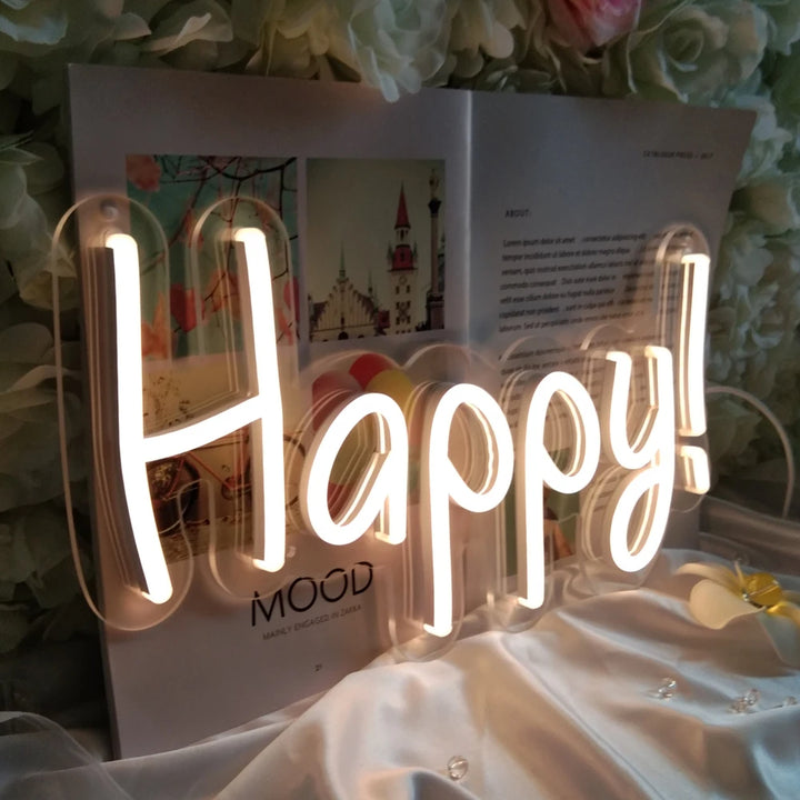 VibeCore Happy! Neon Light Left Angled View