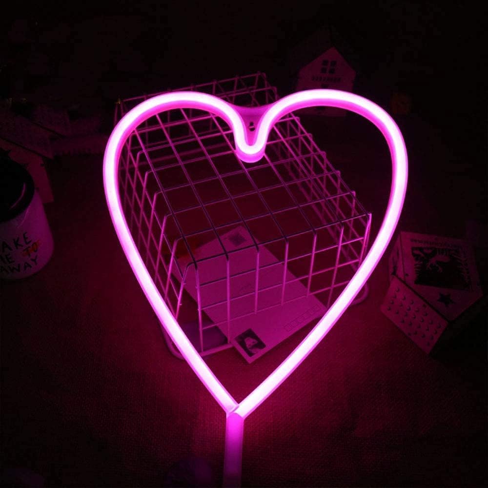 VibeCore Heart Neon Light Pink Lying Down On Basket