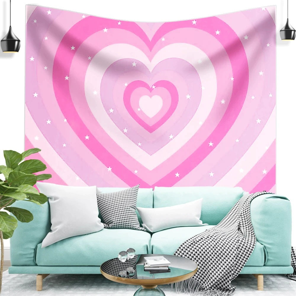 VibeCore Heart Vibes Tapestry On Wall In Living Room