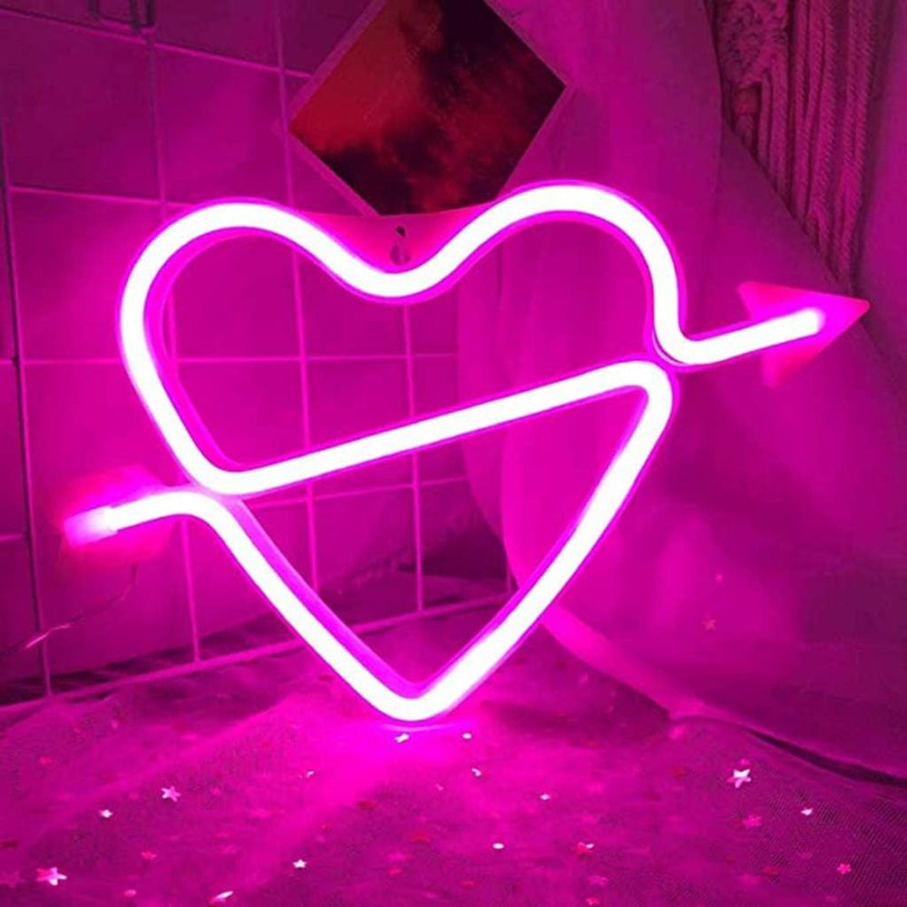 VibeCore Heart and Arrow Neon Light Pink On Surface