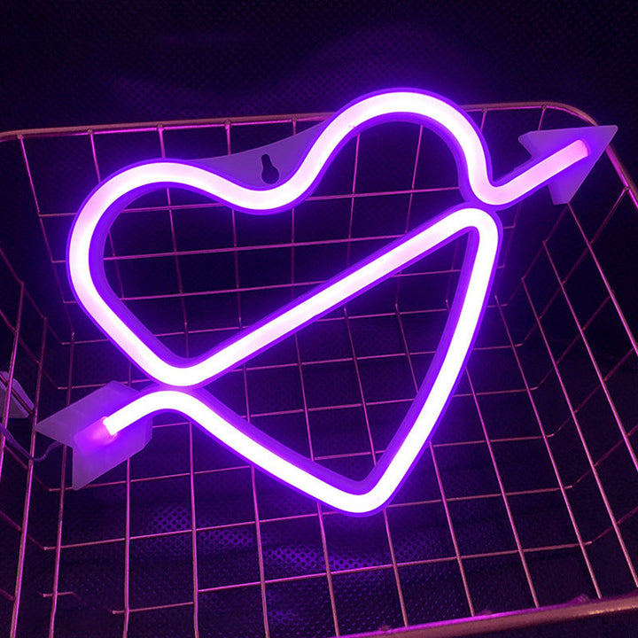 VibeCore Heart and Arrow Neon Light Purple