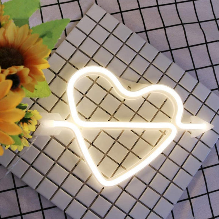 VibeCore Heart and Arrow Neon Light Warm White Laying Down