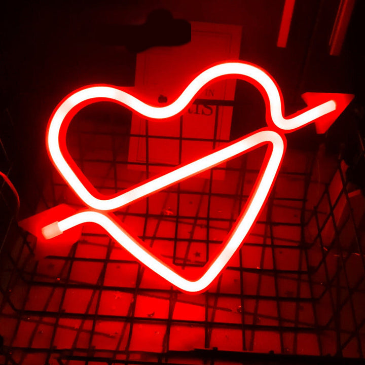 VibeCore Heart and Arrow Neon Red
