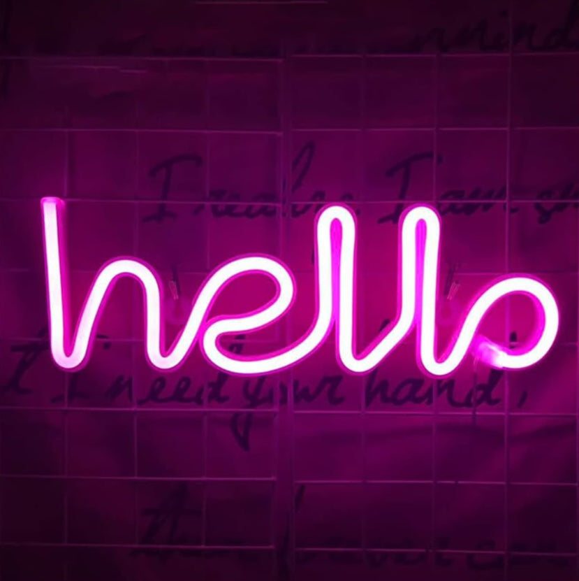 VibeCore Hello Cursive Neon Light Pink