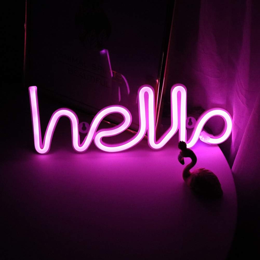 VibeCore Hello Cursive Neon Light Pink On Table