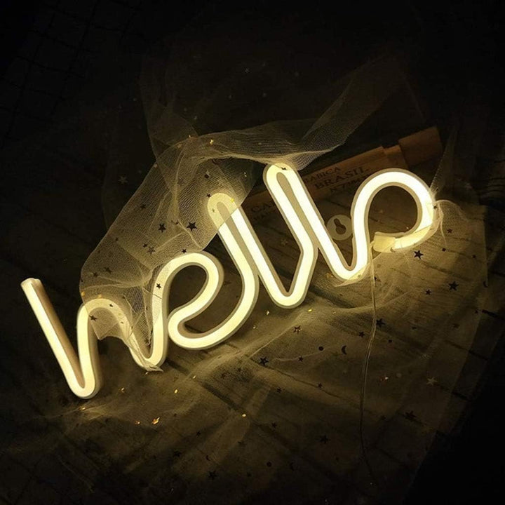 VibeCore Hello Cursive Neon Light Warm White Lying Down