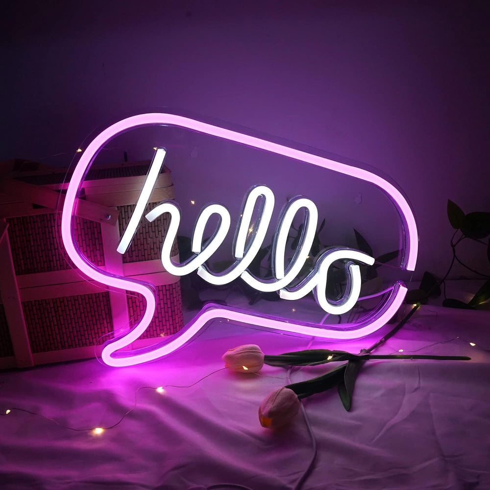 VibeCore Hello Neon Light On Table