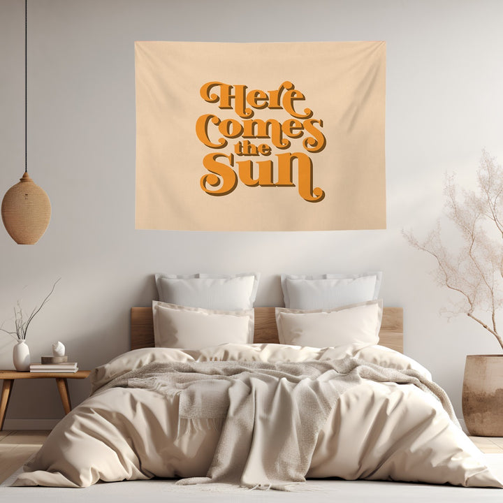 VibeCore Here Comes The Sun Tapestry In Bedroom