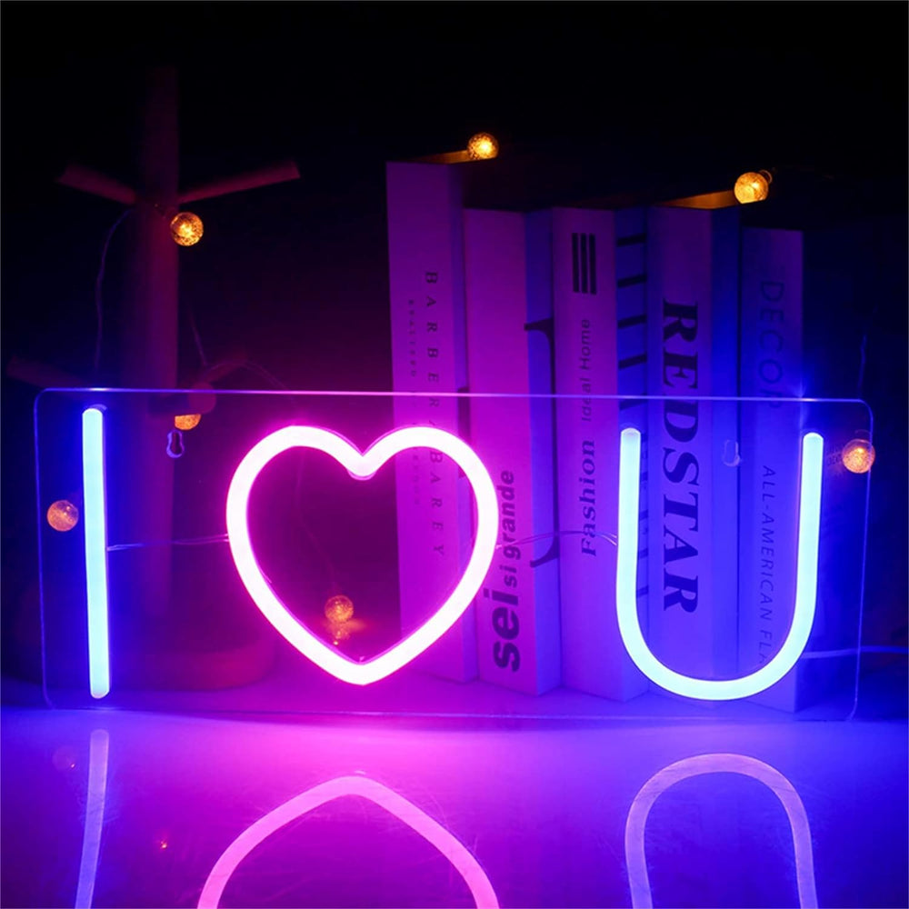 VibeCore I Heart U Neon Light Against Books