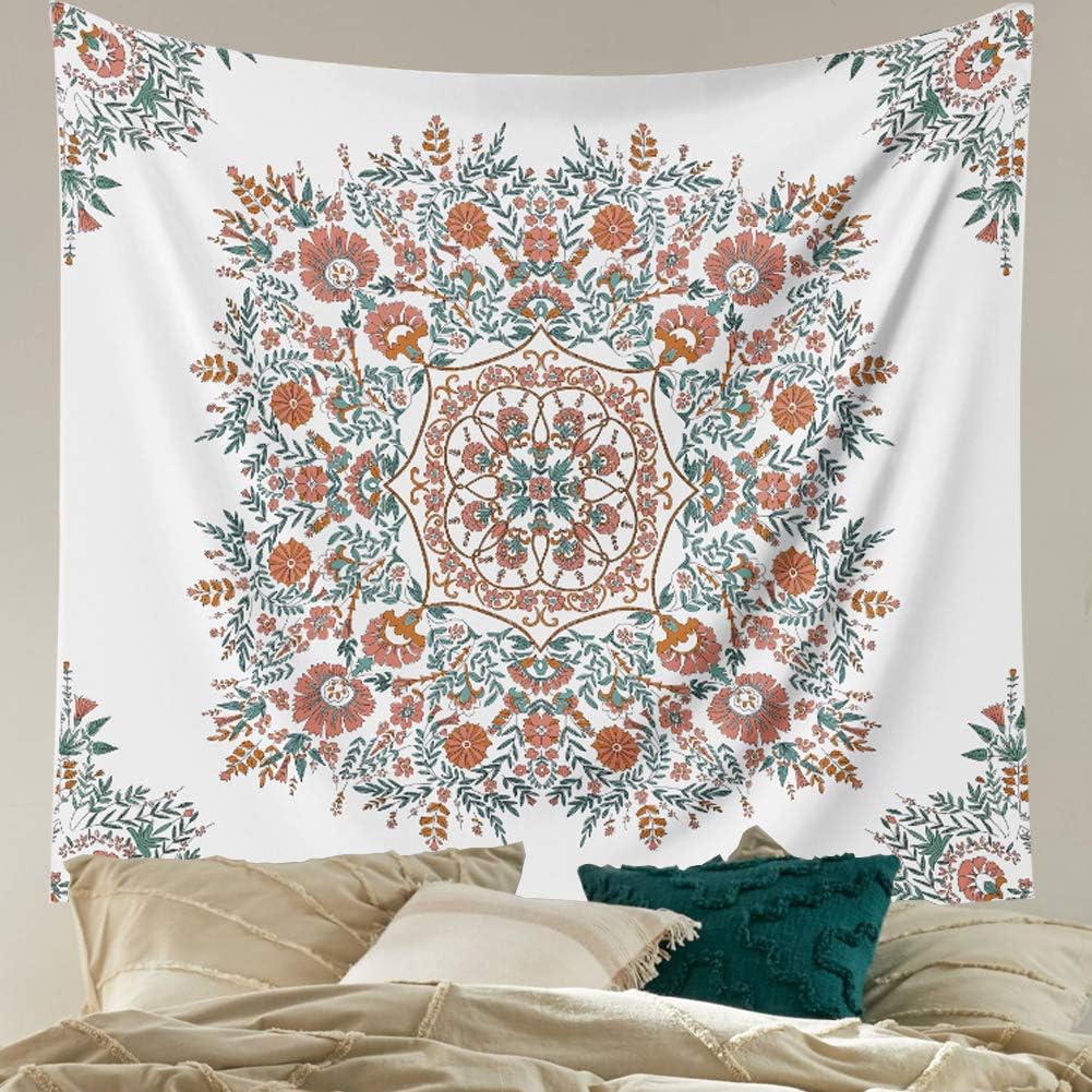 VibeCore Indian Floral Tapestry Hanging Above Bed