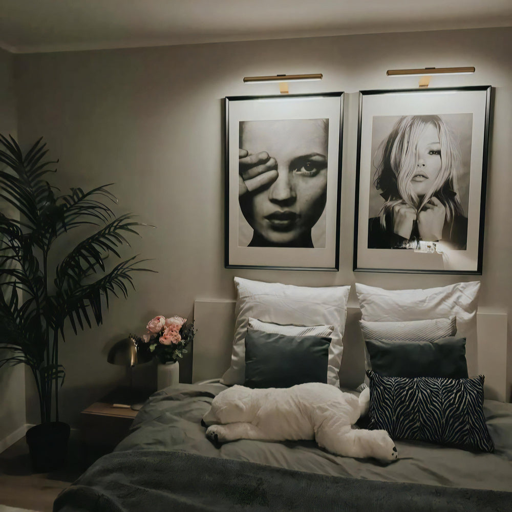 VibeCore Kate Moss Canvas Prints Option C and E on Bedroom Wall