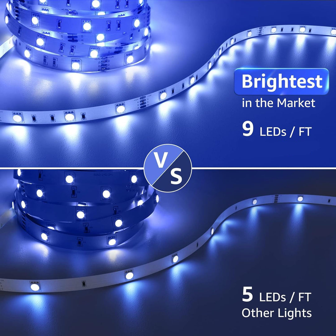 VibeCore LED Strip Lights, the brightest in the market, illuminating a room with vibrant, customizable colors.