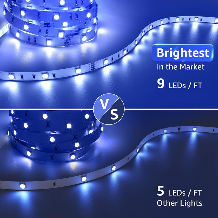 VibeCore LED Strip Lights, the brightest in the market, illuminating a room with vibrant, customizable colors.
