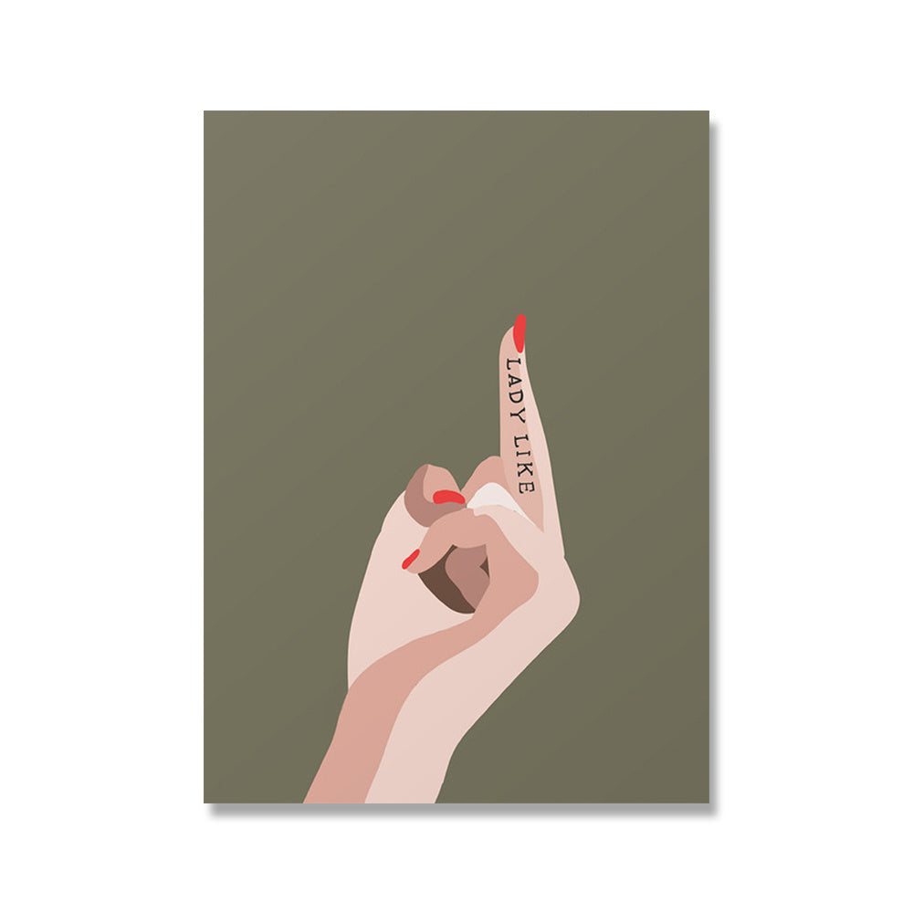 VibeCore Ladylike Canvas Prints Option C Middle Finger Up With Lady Like Written On It