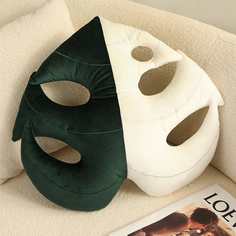 VibeCore Leaf Throw Pillow in White Fancy Carp design, made from soft velvet plush for a cozy, nature-inspired aesthetic. Perfect for adding a unique, fresh touch to beds, couches, and lounge areas.