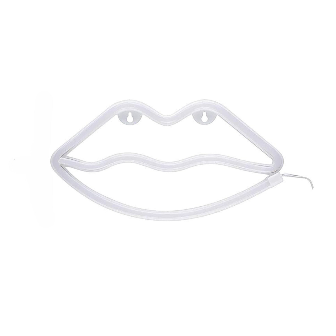 Aesthetic VibeCore Lips Neon Light unlit, showcasing the design of this USB or battery-powered LED sign, perfect for trendy bedroom, dorm, or lounge decor.