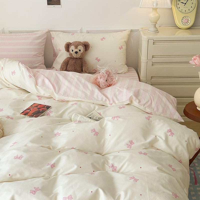 VibeCore Little Pink Bow Duvet Cover Set