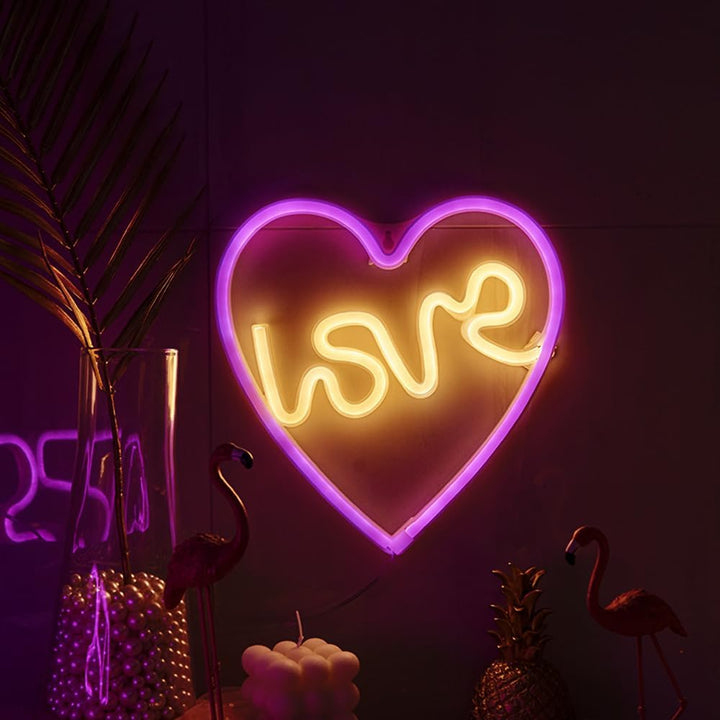 VibeCore Love Heart Neon Light On Wall With Decor
