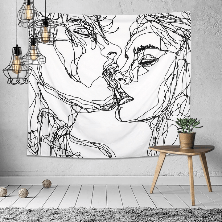 VibeCore Lovers Kiss Tapestry On Gray Wall