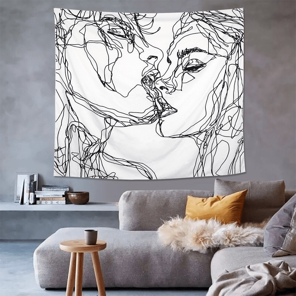 VibeCore Lovers Kiss Tapestry On Wall