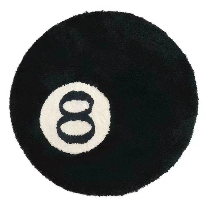 Sole product view of the VibeCore Lucky 8 Ball Accent Rug which demonstrates the whole product laid flat with a white background.