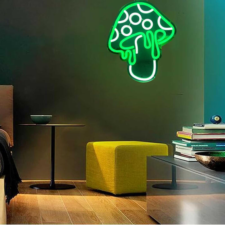 VibeCore Melting Green Mushroom Neon Light On Wall