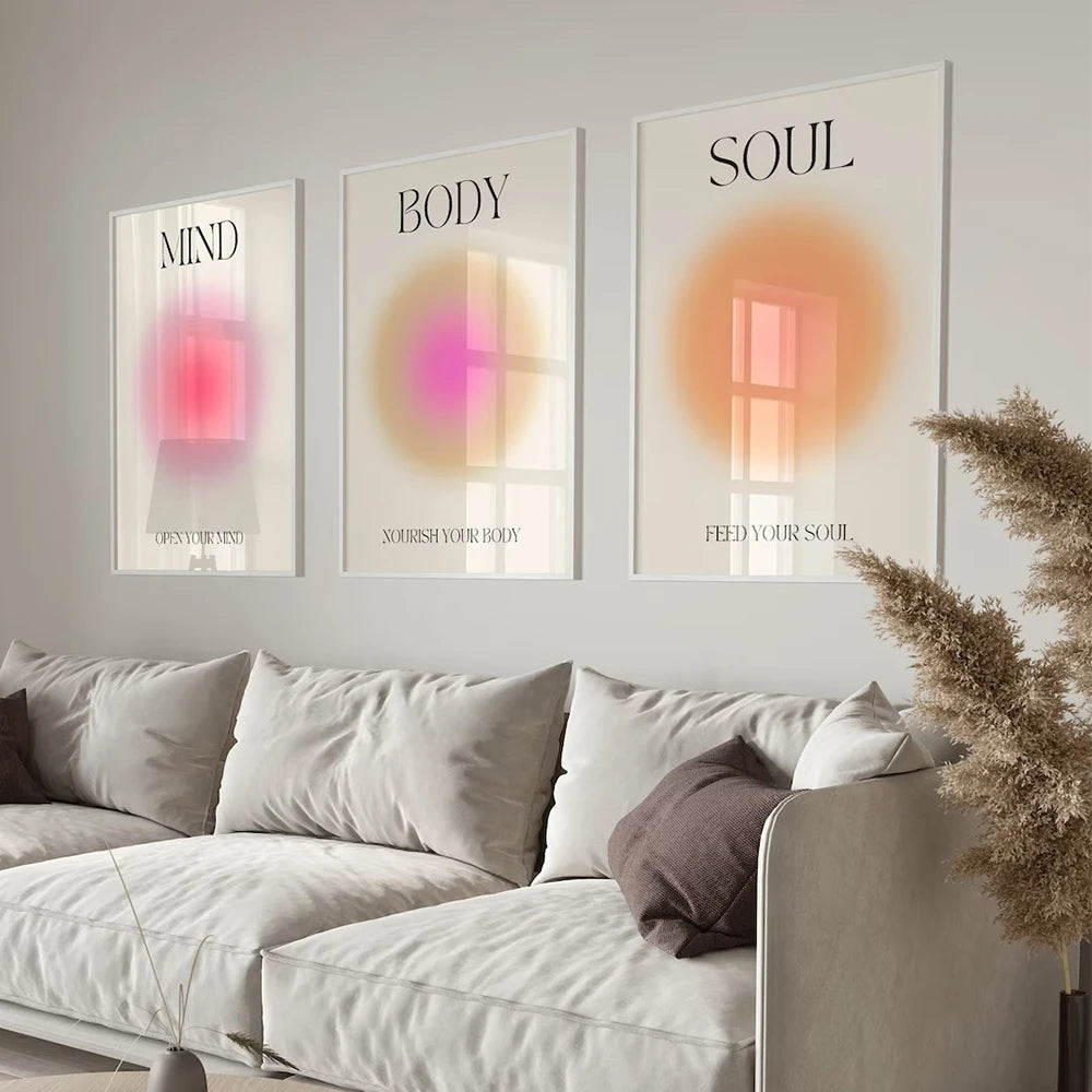 VibeCore Mind Body Soul Canvas Prints On Living Room Wall