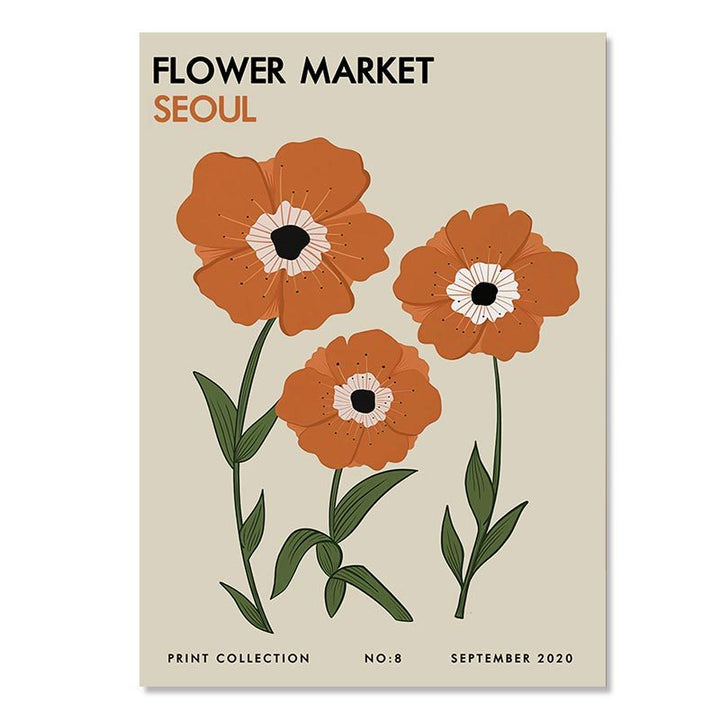 VibeCore Modern Art Classics Canvas Poster featuring ‘Flower Market Seoul’. This vibrant piece captures the lively, colorful energy of Seoul’s flower market, blending bold hues and dynamic shapes. Perfect for adding a contemporary, artistic touch to your bedroom, dorm, or apartment. Printed on premium cotton canvas with fade-resistant colors for lasting vibrancy.