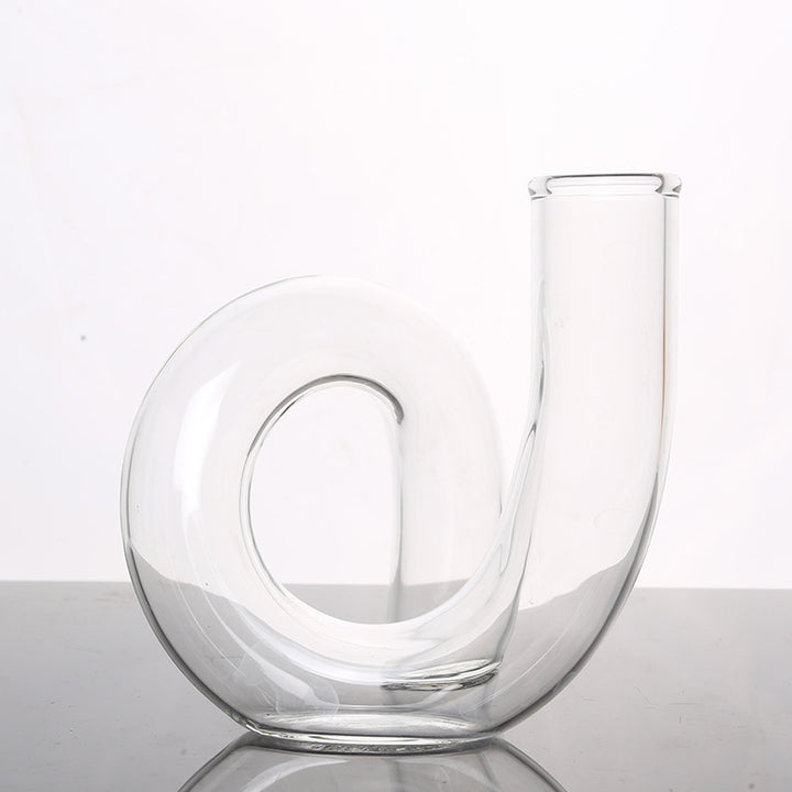 VibeCore Modern Twist Glass Candle Holder in clear transparent borosilicate glass, sleek dual-use vase and candle holder for modern minimalist home decor.
