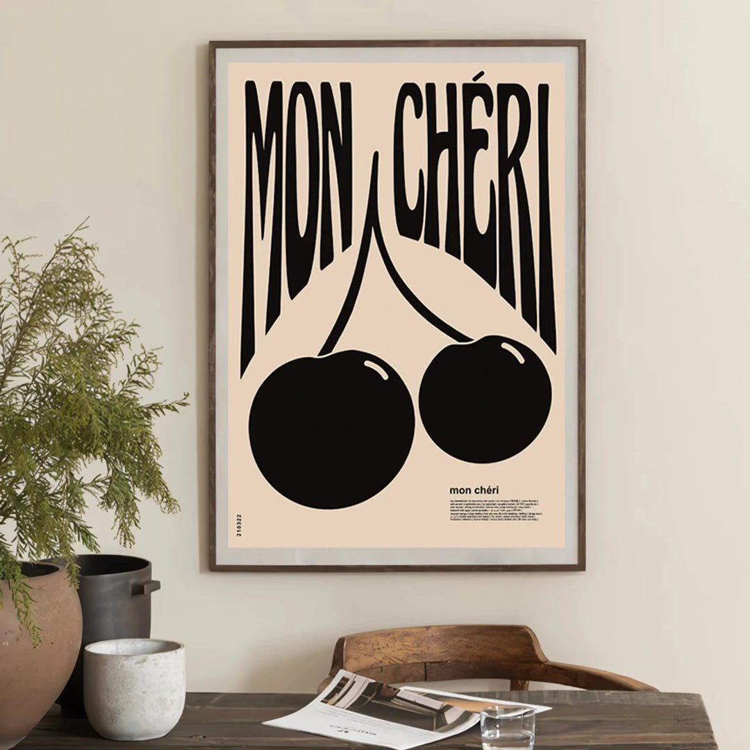 VibeCore Mon Cheri Cherry Canvas Print Black