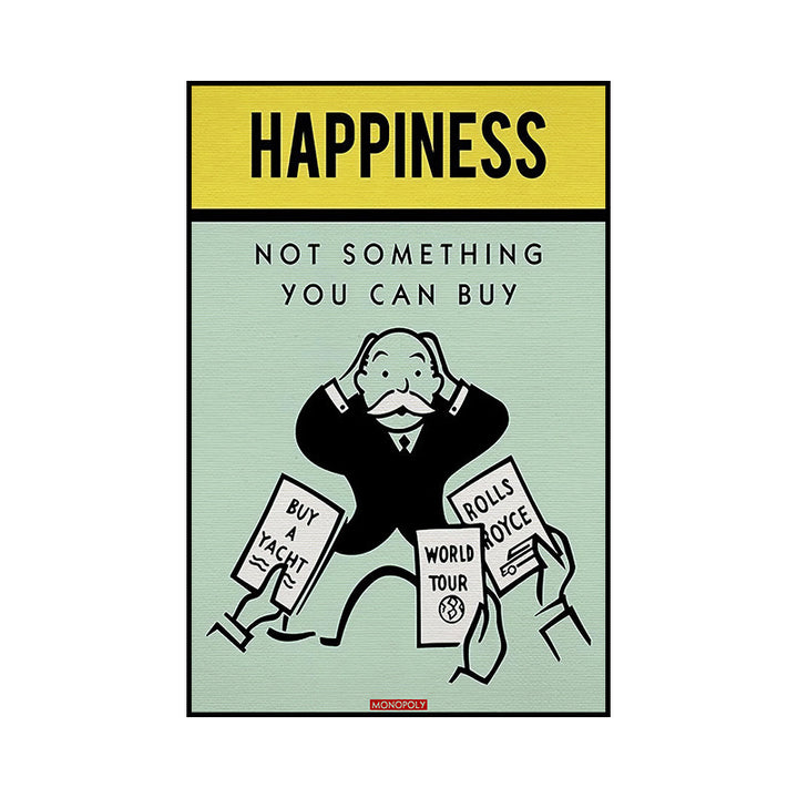 VibeCore Monopoly Canvas Prints Option G: Happiness not something you can buy