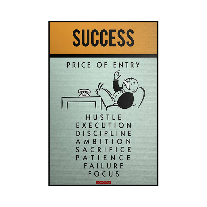 VibeCore Monopoly Canvas Prints Option L: Success Price Of entry: hustle execution discipline ambition sacrifice patience failure focus
