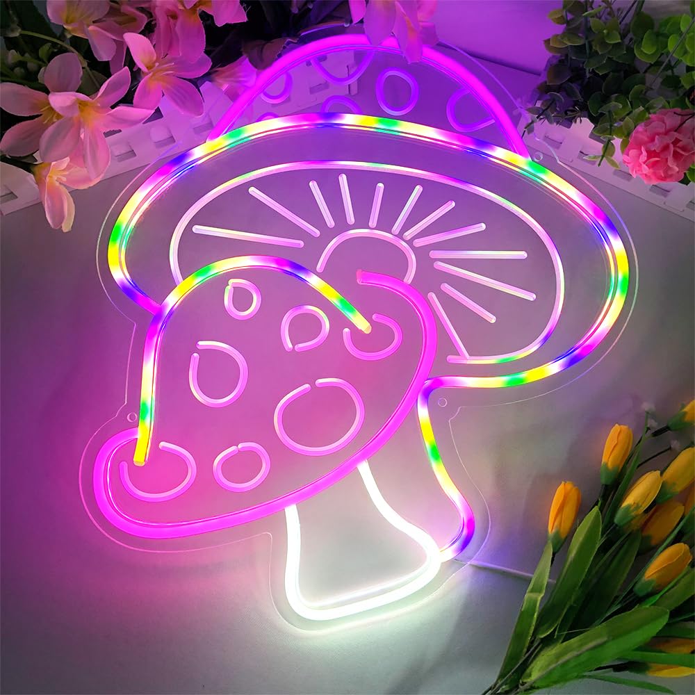 VibeCore Mushroom Neon Light Purple Laying Down