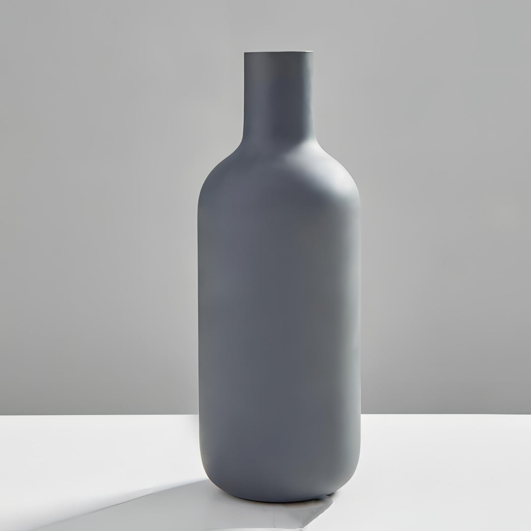 VibeCore Nordic Ceramic Vase in dark gray with a smooth matte finish, showcasing minimalist Nordic decor style for bedrooms, offices, or apartments.