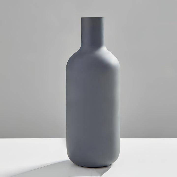 VibeCore Nordic Ceramic Vase in dark gray with a smooth matte finish, showcasing minimalist Nordic decor style for bedrooms, offices, or apartments.