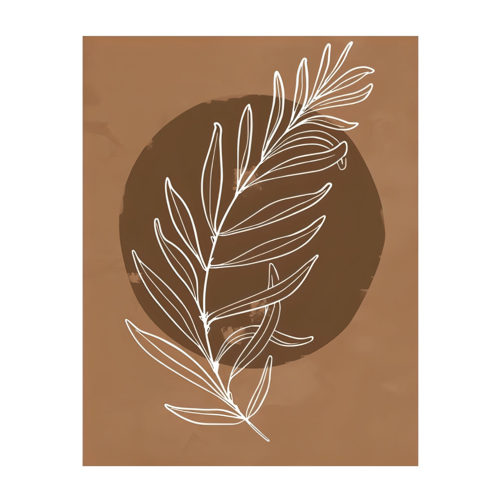 VibeCore Nordic Landscape Canvas Prints Option A: Brown background with white leaf
